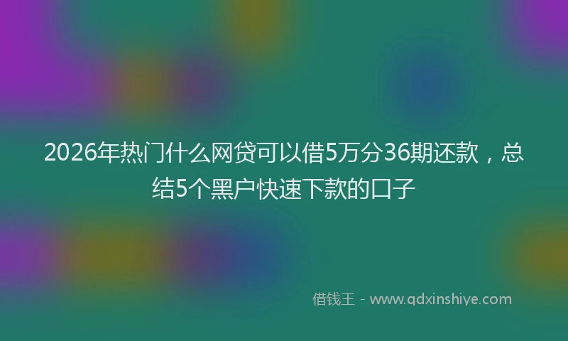 2026年热门什么网贷可以借5万分36期还款，总结5个黑户快速下款的口子