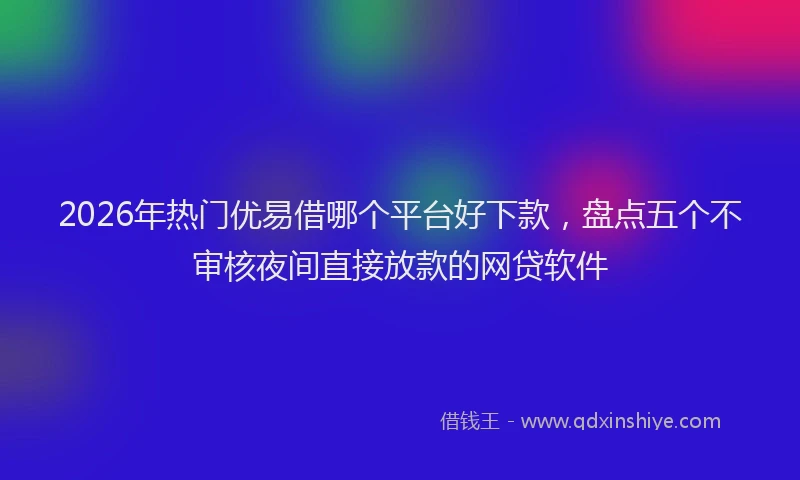 2026年热门优易借哪个平台好下款，盘点五个不审核夜间直接放款的网贷软件