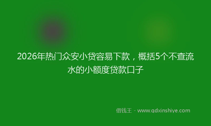2026年热门众安小贷容易下款，概括5个不查流水的小额度贷款口子