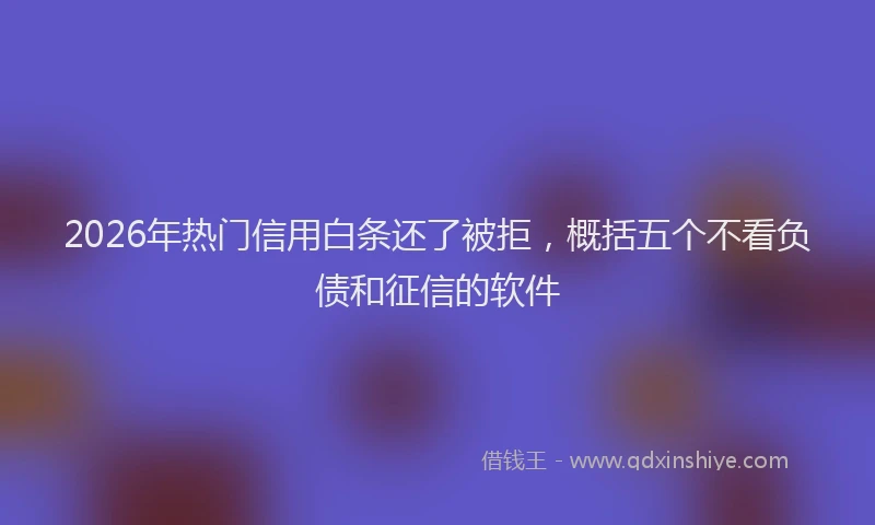 2026年热门信用白条还了被拒，概括五个不看负债和征信的软件