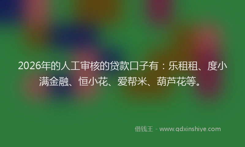 2026年的人工审核的贷款口子有：乐租租、度小满金融、恒小花、爱帮米、葫芦花等。