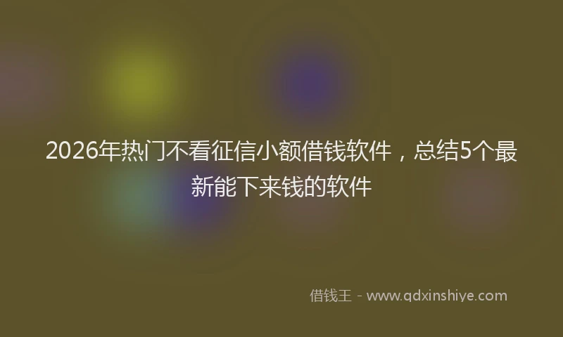 2026年热门不看征信小额借钱软件，总结5个最新能下来钱的软件