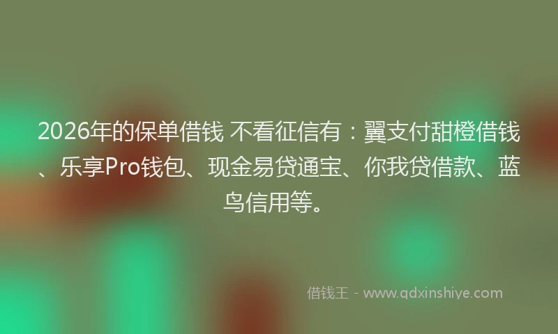 2026年的保单借钱 不看征信有：翼支付甜橙借钱、乐享Pro钱包、现金易贷通宝、你我贷借款、蓝鸟信用等。