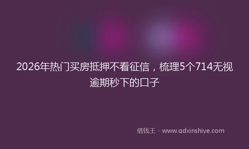 2026年热门买房抵押不看征信，梳理5个714无视逾期秒下的口子