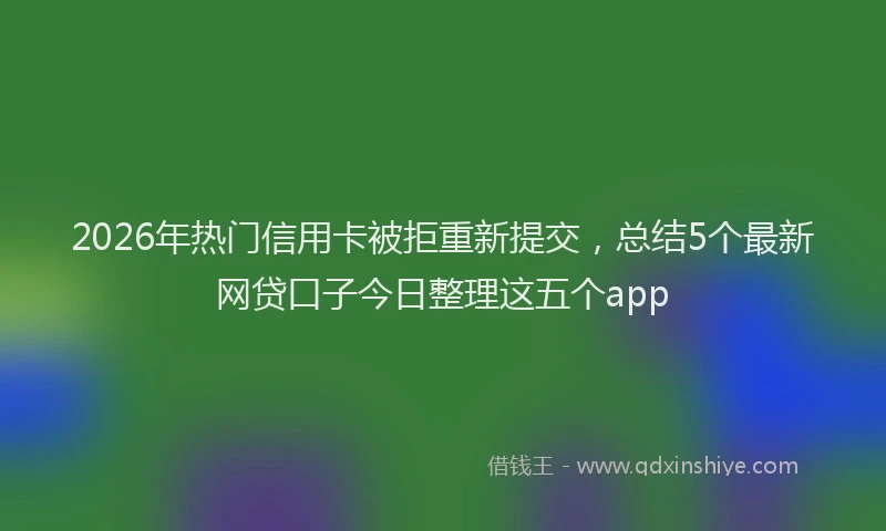 2026年热门信用卡被拒重新提交，总结5个最新网贷口子今日整理这五个app