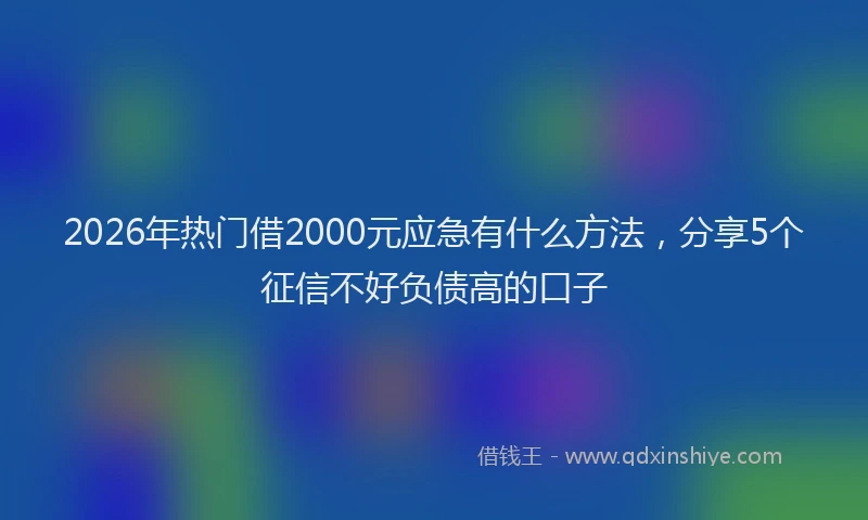 2026年热门借2000元应急有什么方法，分享5个征信不好负债高的口子