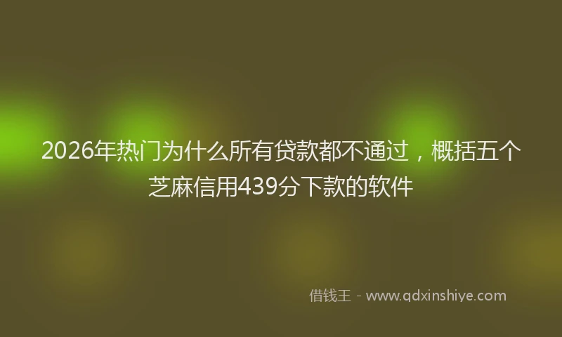 2026年热门为什么所有贷款都不通过，概括五个芝麻信用439分下款的软件