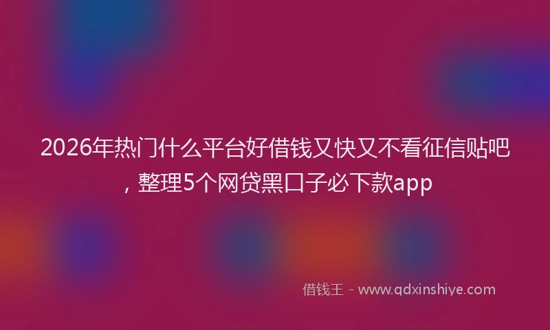 2026年热门什么平台好借钱又快又不看征信贴吧，整理5个网贷黑口子必下款app