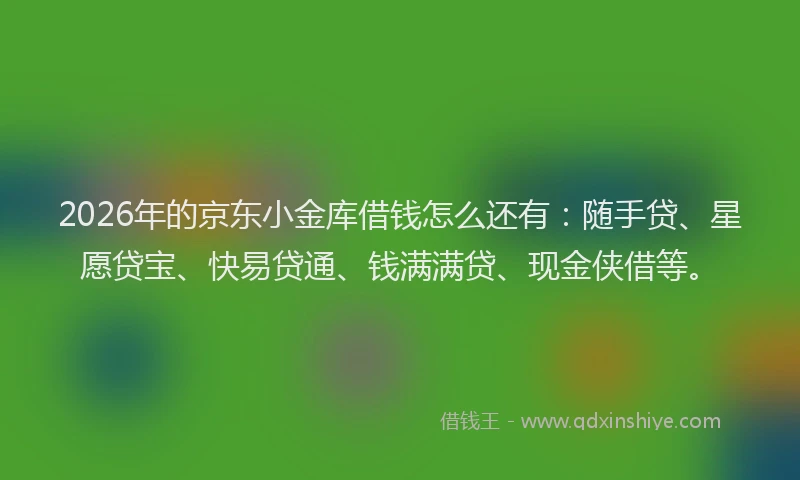 2026年的京东小金库借钱怎么还有：随手贷、星愿贷宝、快易贷通、钱满满贷、现金侠借等。