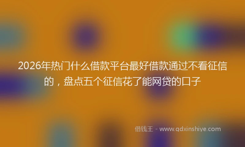 2026年热门什么借款平台最好借款通过不看征信的，盘点五个征信花了能网贷的口子