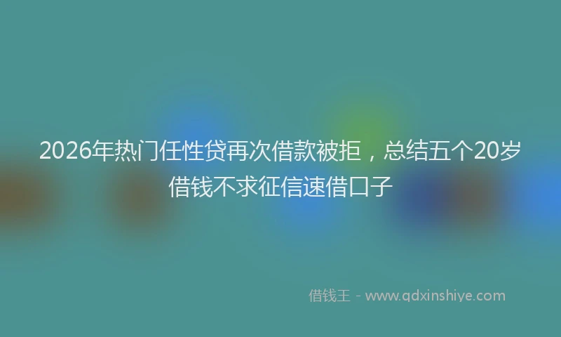 2026年热门任性贷再次借款被拒，总结五个20岁借钱不求征信速借口子