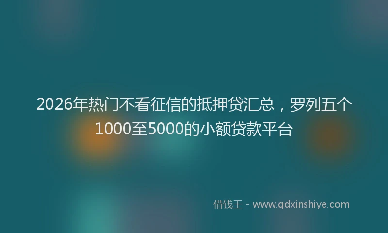 2026年热门不看征信的抵押贷汇总，罗列五个1000至5000的小额贷款平台