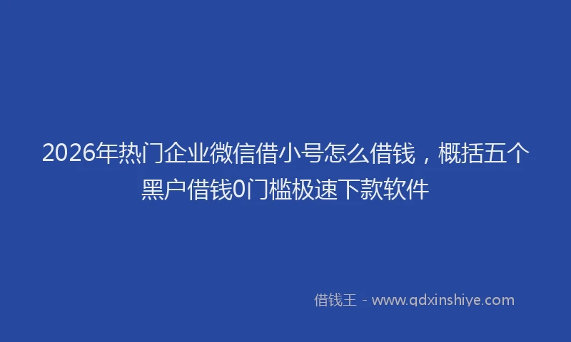 2026年热门企业微信借小号怎么借钱，概括五个黑户借钱0门槛极速下款软件