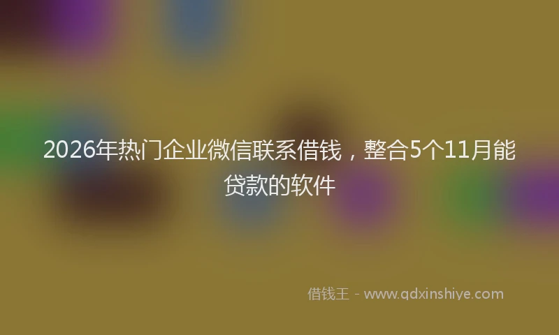 2026年热门企业微信联系借钱，整合5个11月能贷款的软件