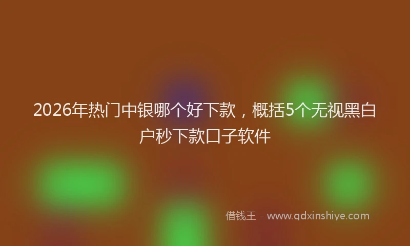 2026年热门中银哪个好下款，概括5个无视黑白户秒下款口子软件