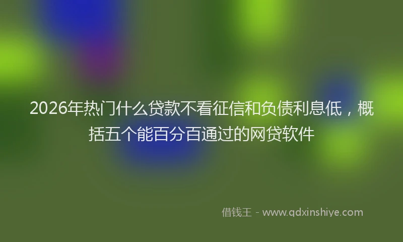 2026年热门什么贷款不看征信和负债利息低，概括五个能百分百通过的网贷软件