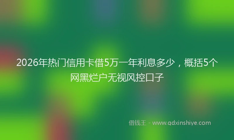 2026年热门信用卡借5万一年利息多少，概括5个网黑烂户无视风控口子