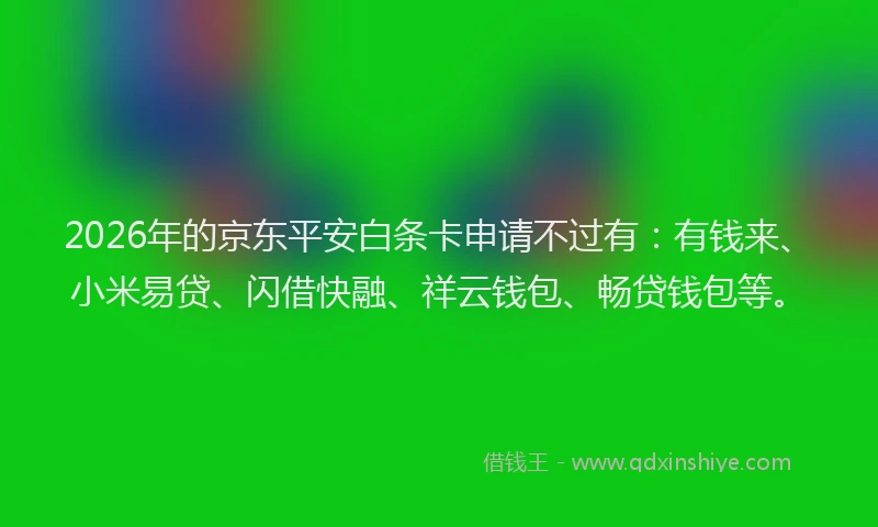 2026年的京东平安白条卡申请不过有：有钱来、小米易贷、闪借快融、祥云钱包、畅贷钱包等。