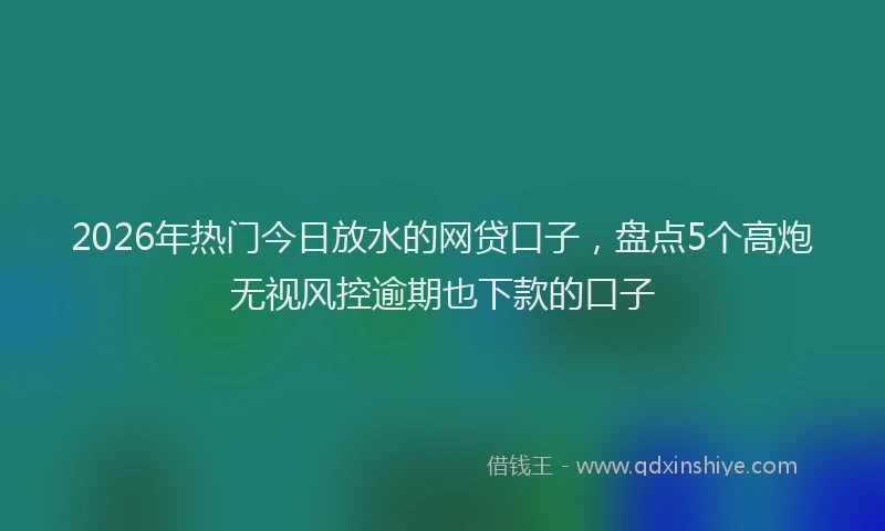 2026年热门今日放水的网贷口子，盘点5个高炮无视风控逾期也下款的口子