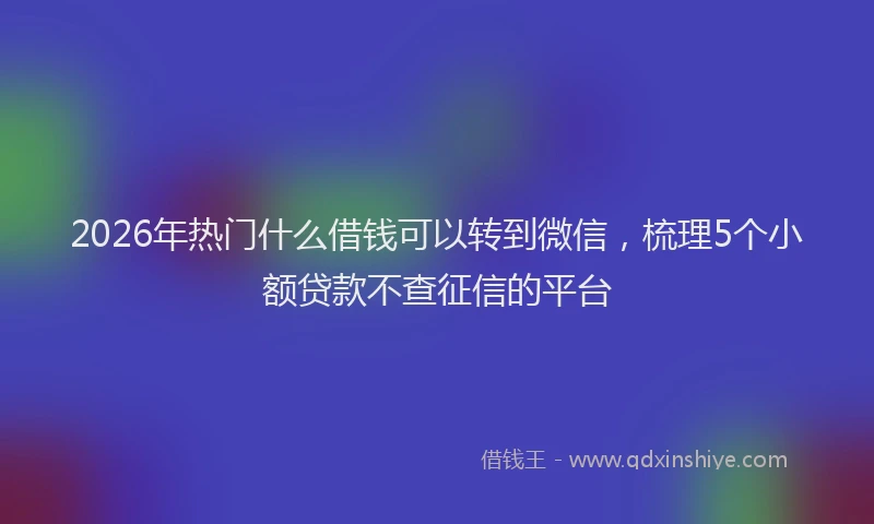 2026年热门什么借钱可以转到微信，梳理5个小额贷款不查征信的平台