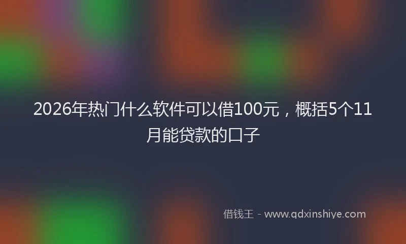 2026年热门什么软件可以借100元，概括5个11月能贷款的口子
