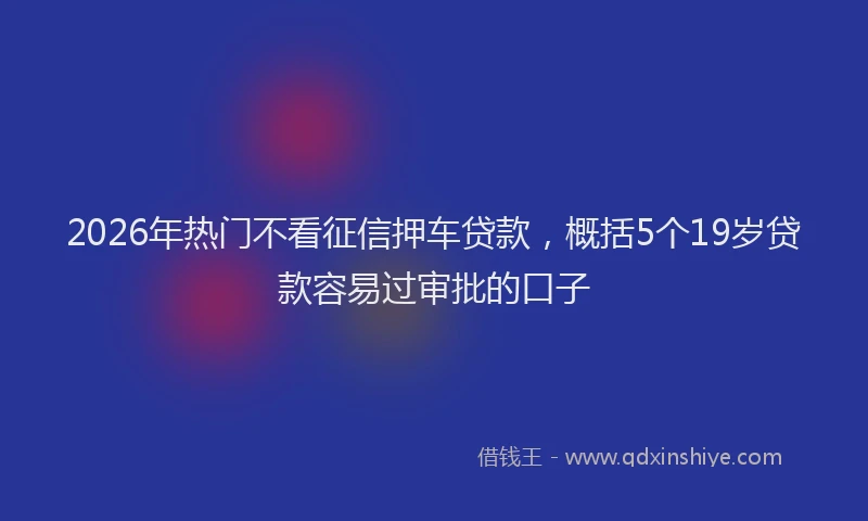 2026年热门不看征信押车贷款，概括5个19岁贷款容易过审批的口子
