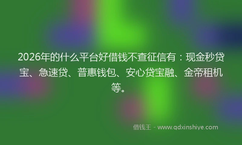2026年的什么平台好借钱不查征信有：现金秒贷宝、急速贷、普惠钱包、安心贷宝融、金帝租机等。