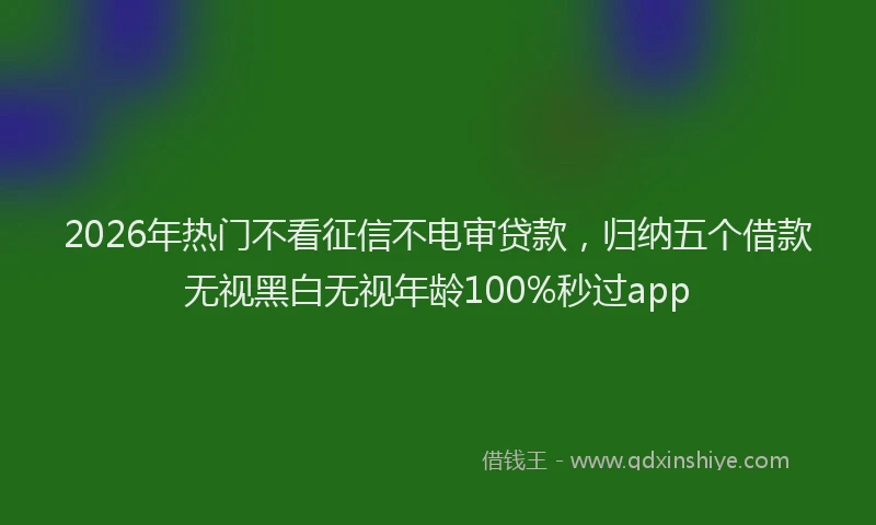 2026年热门不看征信不电审贷款，归纳五个借款无视黑白无视年龄100%秒过app