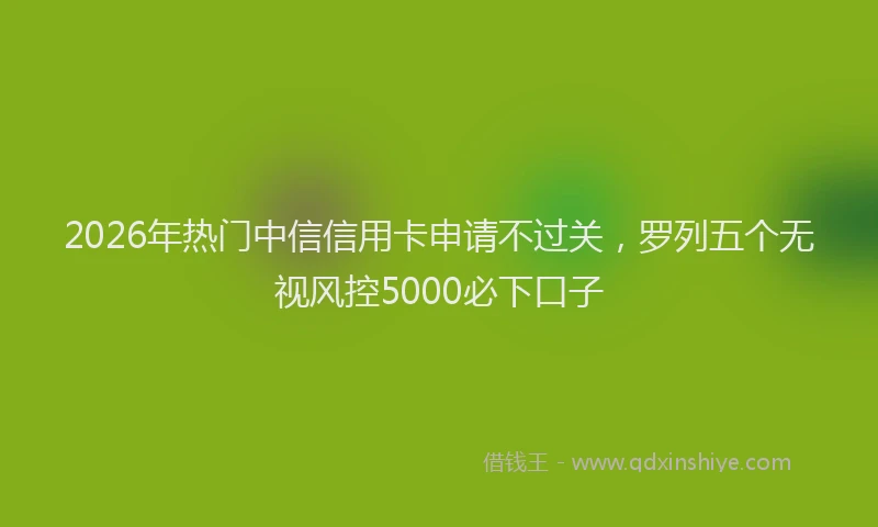 2026年热门中信信用卡申请不过关，罗列五个无视风控5000必下口子