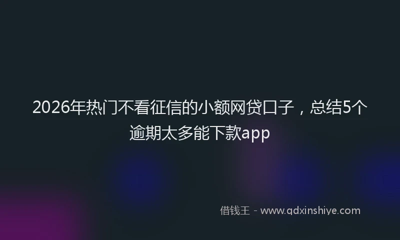 2026年热门不看征信的小额网贷口子，总结5个逾期太多能下款app