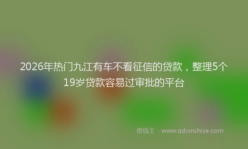 2026年热门九江有车不看征信的贷款，整理5个19岁贷款容易过审批的平台