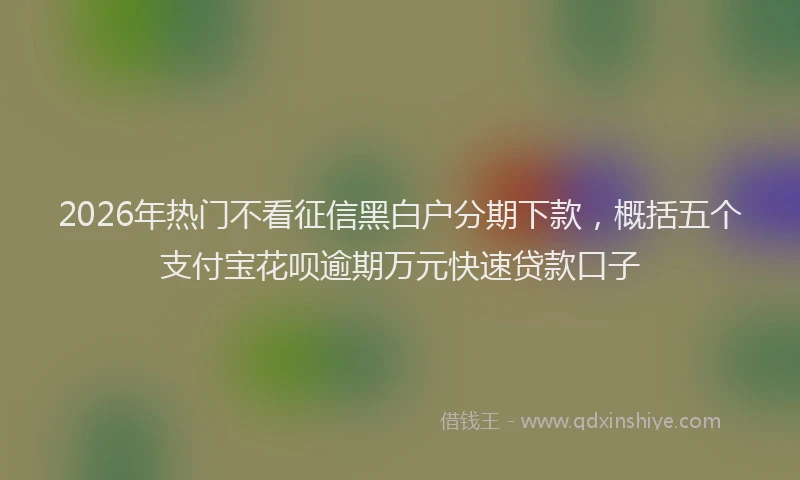 2026年热门不看征信黑白户分期下款，概括五个支付宝花呗逾期万元快速贷款口子