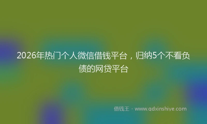 2026年热门个人微信借钱平台，归纳5个不看负债的网贷平台