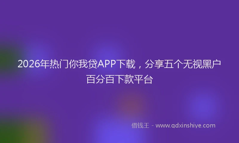 2026年热门你我贷APP下载，分享五个无视黑户百分百下款平台