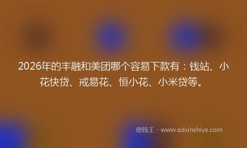 2026年的丰融和美团哪个容易下款有：钱站、小花快贷、戒易花、恒小花、小米贷等。