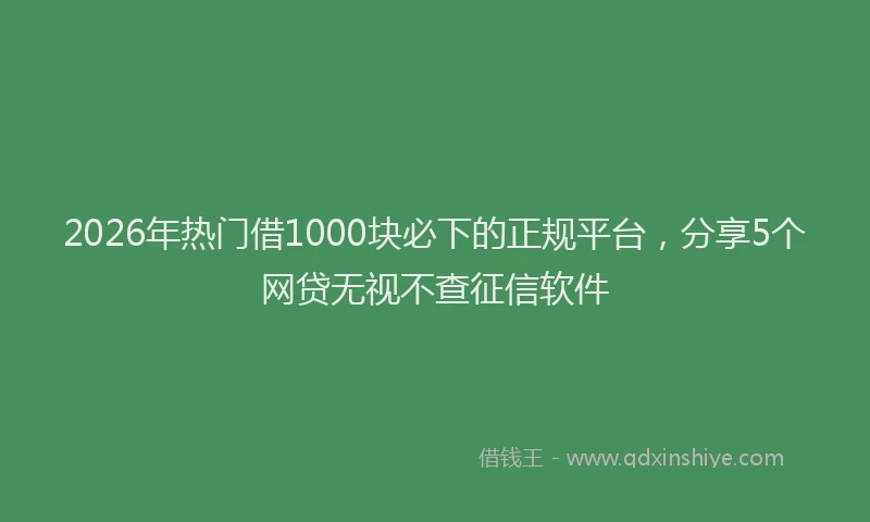 2026年热门借1000块必下的正规平台，分享5个网贷无视不查征信软件