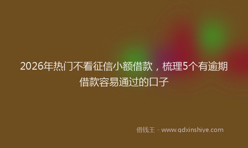 2026年热门不看征信小额借款，梳理5个有逾期借款容易通过的口子