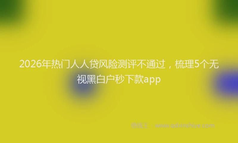 2026年热门人人贷风险测评不通过，梳理5个无视黑白户秒下款app