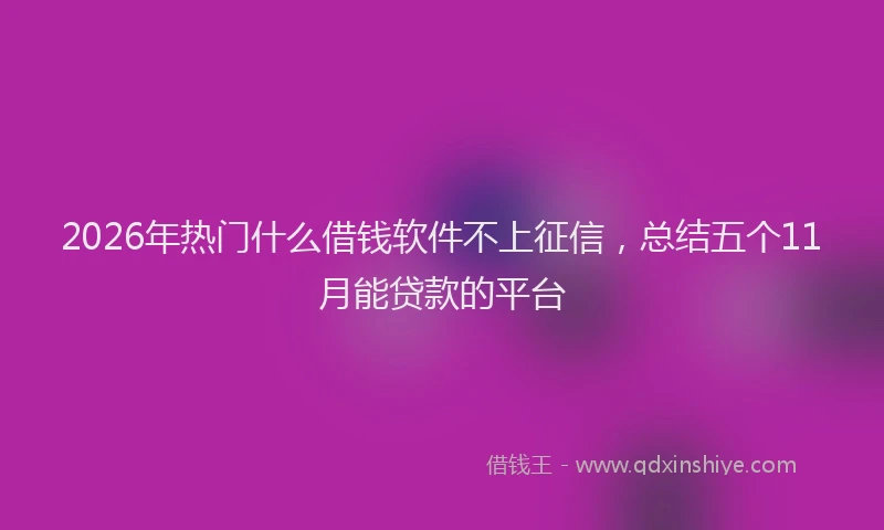 2026年热门什么借钱软件不上征信，总结五个11月能贷款的平台