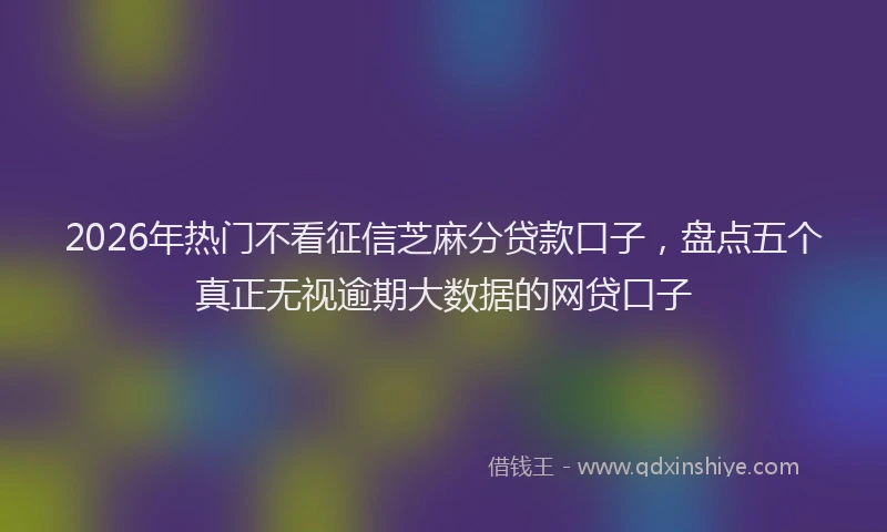 2026年热门不看征信芝麻分贷款口子，盘点五个真正无视逾期大数据的网贷口子