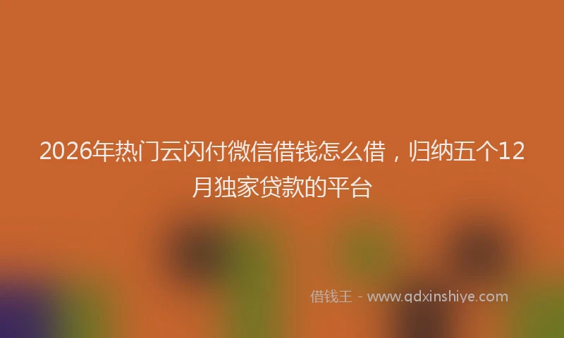 2026年热门云闪付微信借钱怎么借，归纳五个12月独家贷款的平台