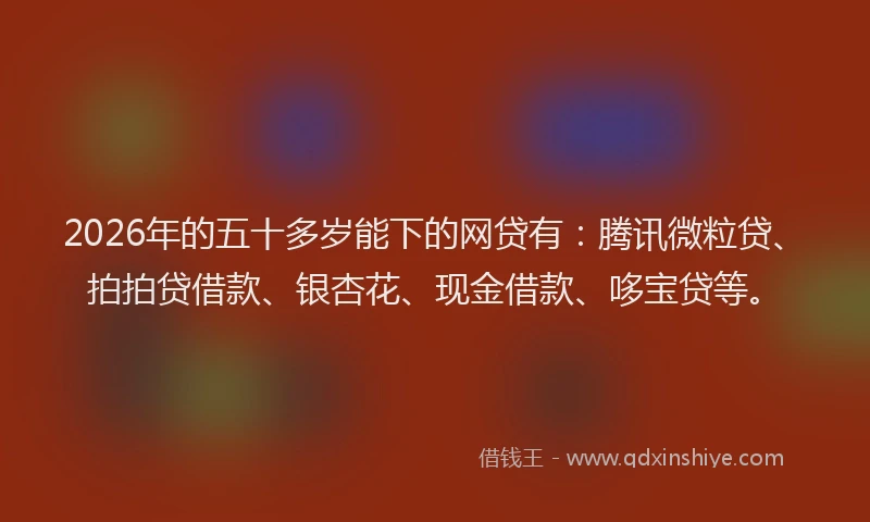 2026年的五十多岁能下的网贷有：腾讯微粒贷、拍拍贷借款、银杏花、现金借款、哆宝贷等。