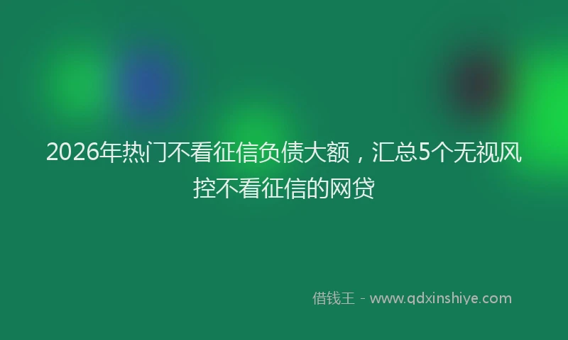2026年热门不看征信负债大额，汇总5个无视风控不看征信的网贷