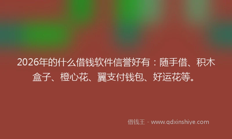 2026年的什么借钱软件信誉好有：随手借、积木盒子、橙心花、翼支付钱包、好运花等。