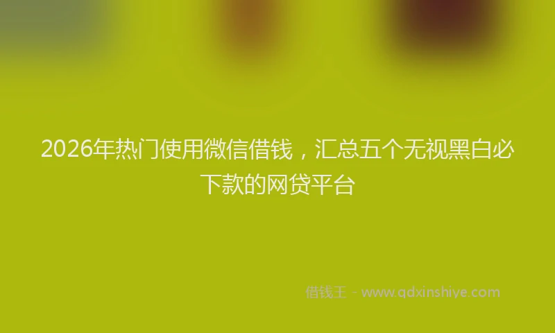 2026年热门使用微信借钱，汇总五个无视黑白必下款的网贷平台