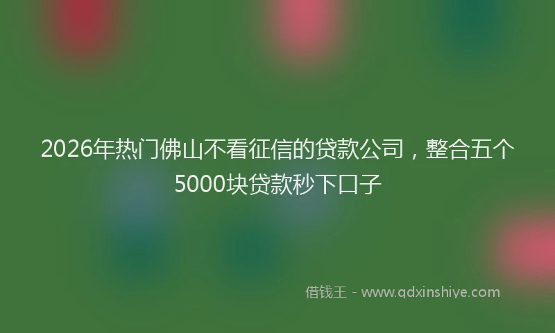 2026年热门佛山不看征信的贷款公司，整合五个5000块贷款秒下口子