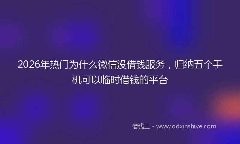 2026年热门为什么微信没借钱服务，归纳五个手机可以临时借钱的平台