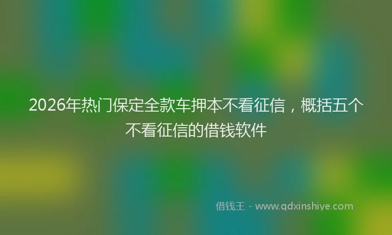 2026年热门保定全款车押本不看征信，概括五个不看征信的借钱软件