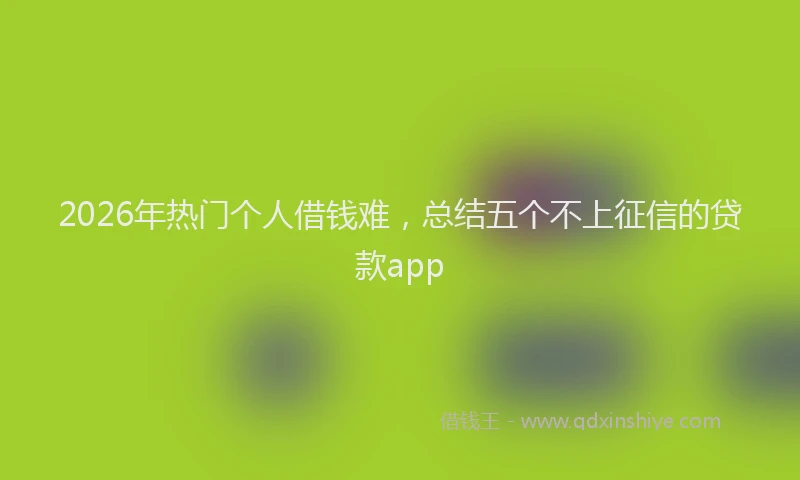 2026年热门个人借钱难，总结五个不上征信的贷款app
