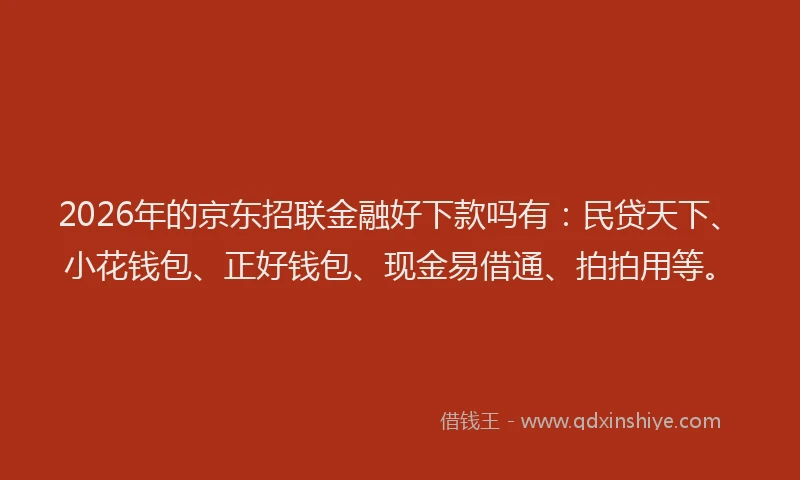 2026年的京东招联金融好下款吗有：民贷天下、小花钱包、正好钱包、现金易借通、拍拍用等。